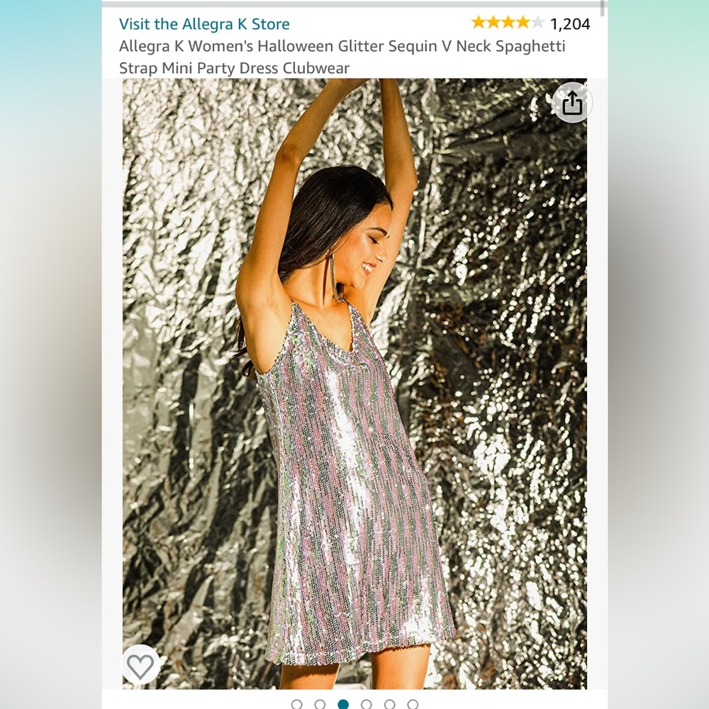 Glitter Sequin V-Neck Spaghetti Strap Dress